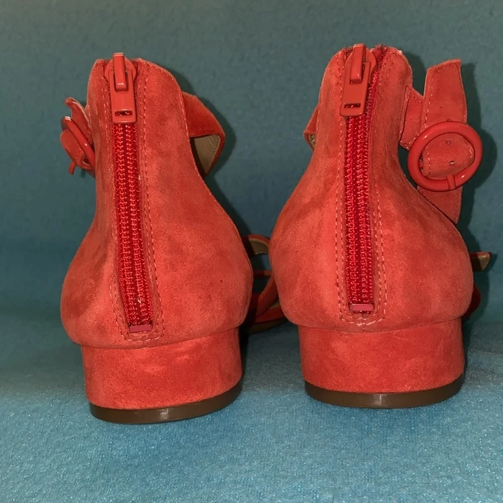 NATURALIZER Mabel suede strappy sandals adjustable zip back rust NEW size 8.5W